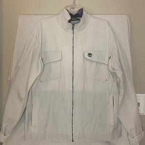 Timberland Weathergear Lightweight Mens Full Zip Cream Jacket Size XS,Oversized